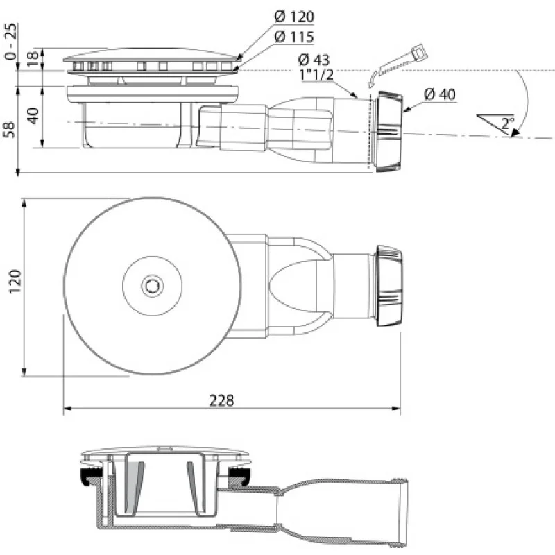 Сифон для душового піддону Radaway R400W