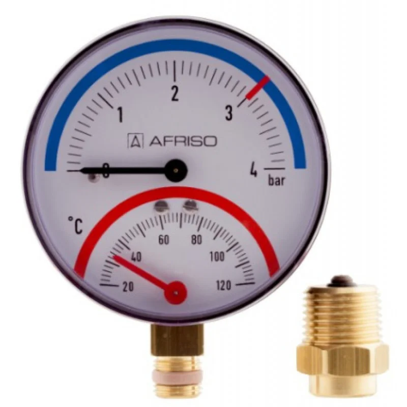 Термоманометр AFRISO ТМ80 0-6 бар 20-120С радиальный 63338