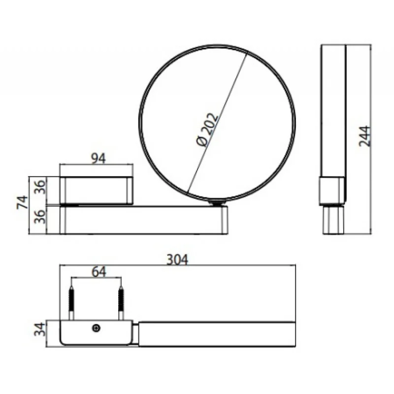Зеркало косметическое EMCO 202 мм 109500117