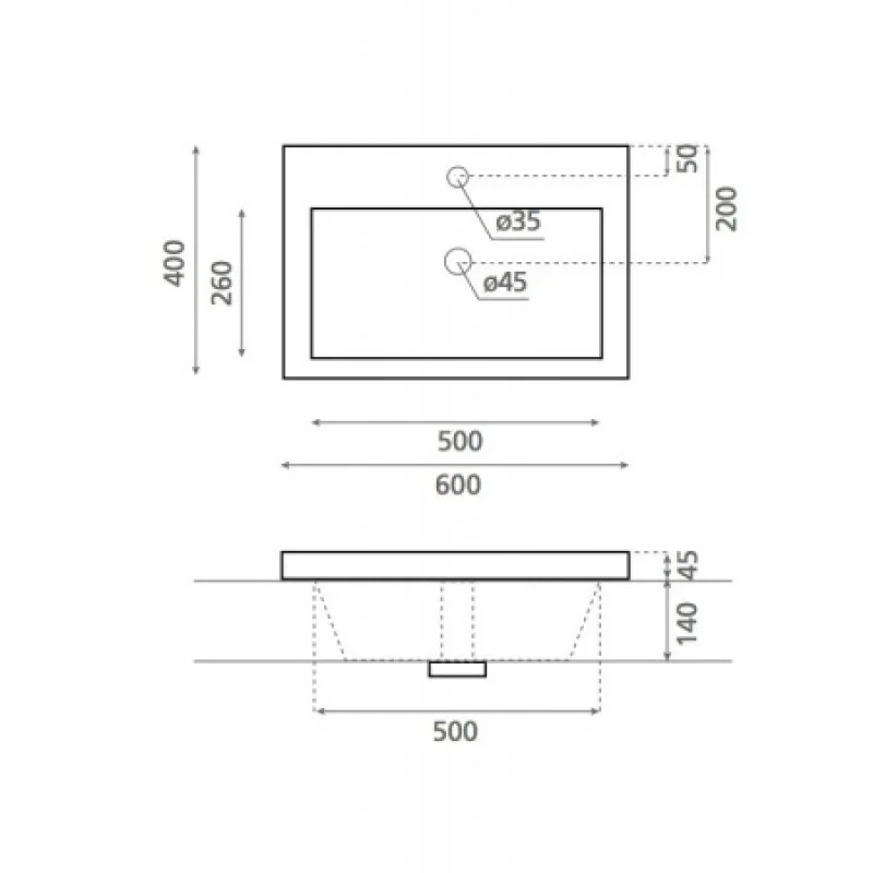 Раковина Bathco COLLOTO 600х400х45 мм 0513/60