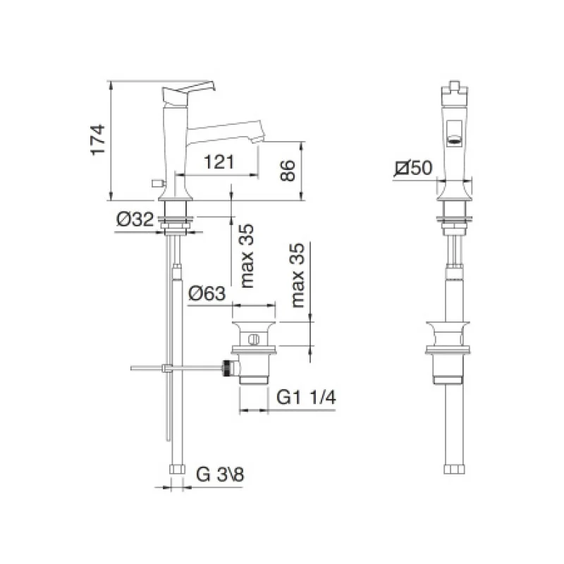 Смеситель для раковины Rubinetterie 3M BRIDGE IT7910CCBGZZ