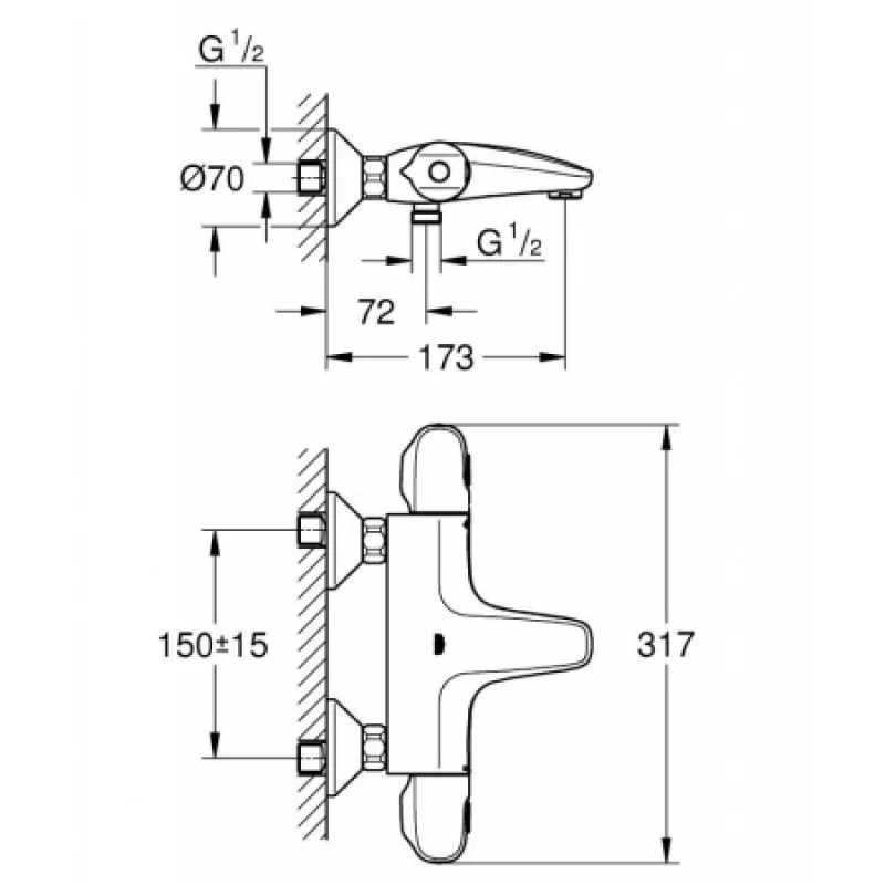 Термостатический смеситель для ванны Grohe Grohtherm 1000 34155003