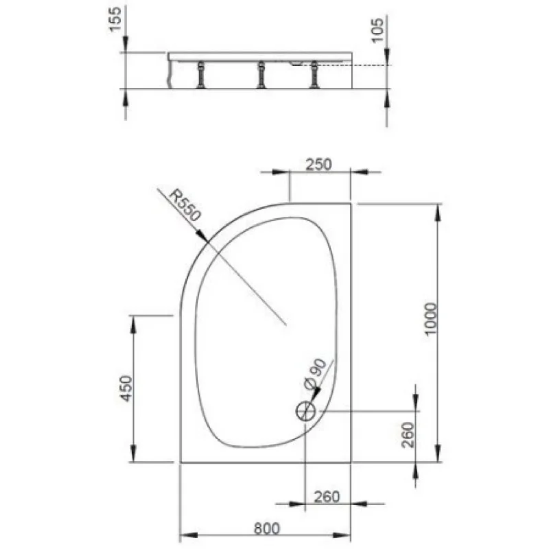 Душевой поддон RADAWAY Patmos E 1000х800х160 4P81155-03R