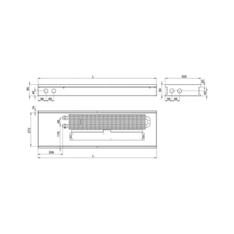 Внутрипольный конвектор CARRERA SV (Inox) 250/1000/ 90