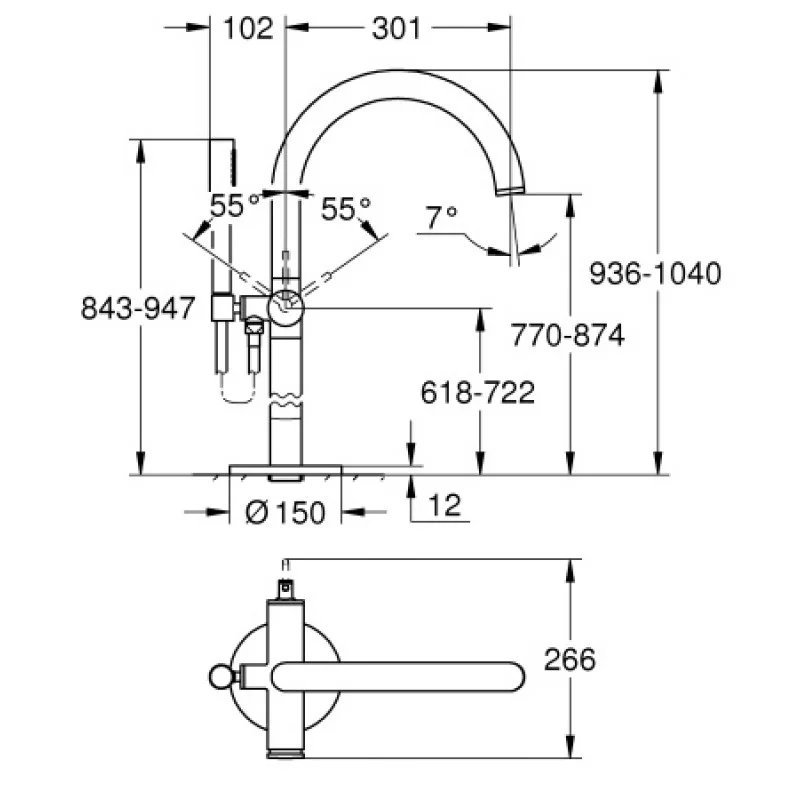 Смеситель для ванны напольный Grohe Atrio 32653003
