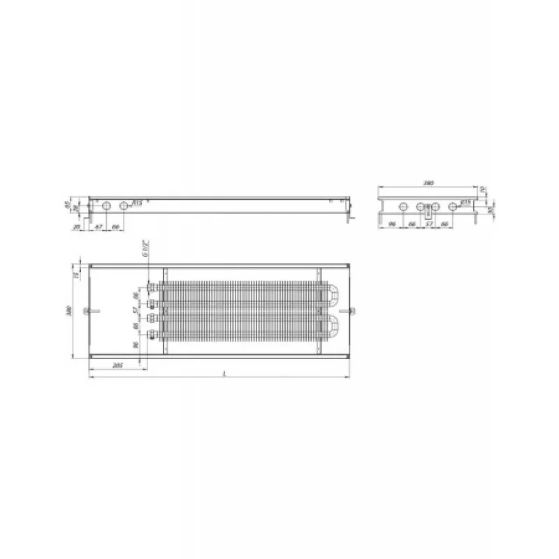 Внутрипольный конвектор CARRERA M2 (Inox) 380/1000/65