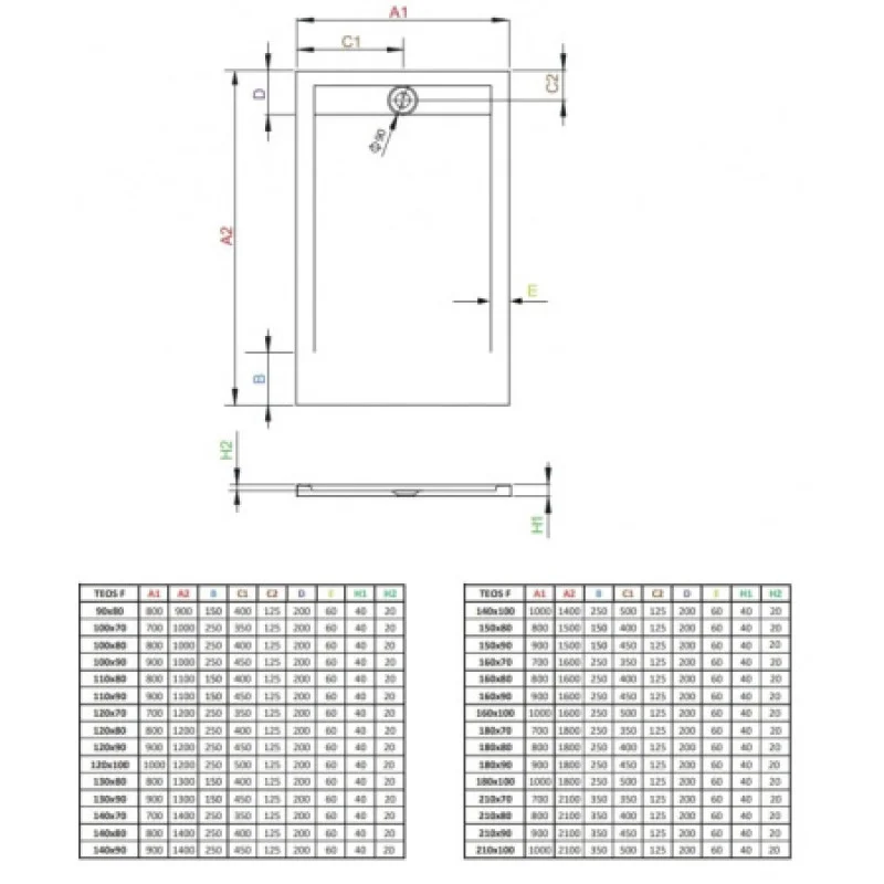 Душовий піддон RADAWAY Teos F 100x80 HTF10080-64