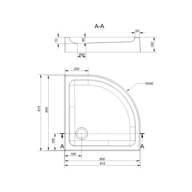 Душовий піддон CERSANIT Tako 900x900x160 AZTF1000263528