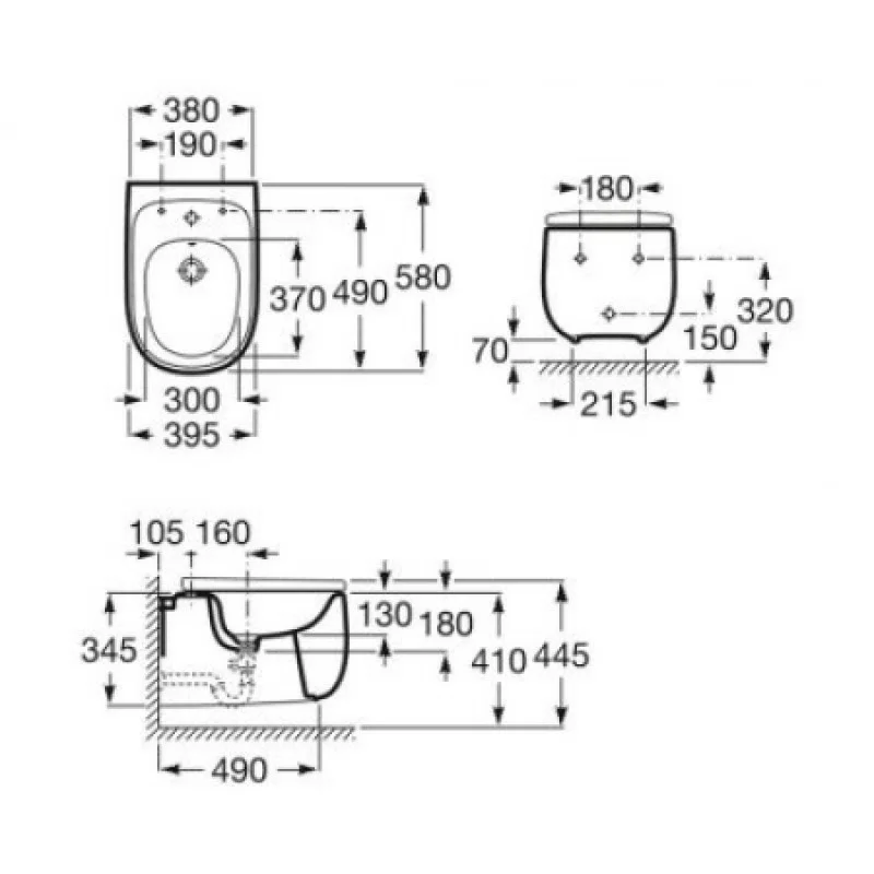 Унитаз подвесной ROCA Beyond Rimless без крышки A3460B7000