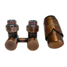 Комплект эксклюзивных узлов угловой GZ 3/4 x M 22х15 термоголовка Brillant античная медь 601000036