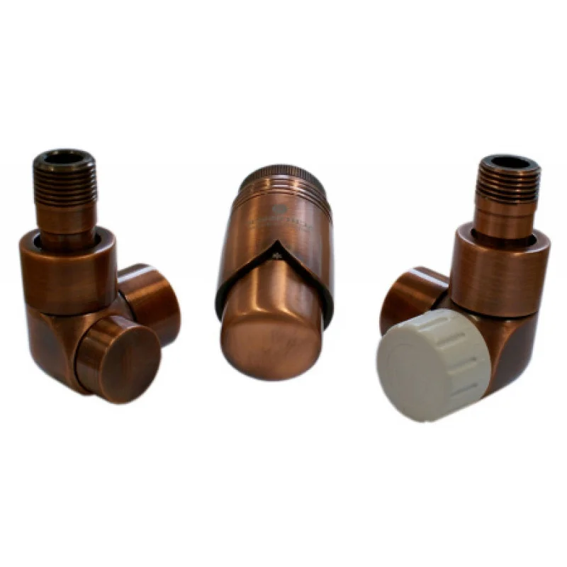 Комплект термостатичний Schlosser LUX осьовий правий GZ 1/2 х 16x2 mm PEX антична мідь 603700050