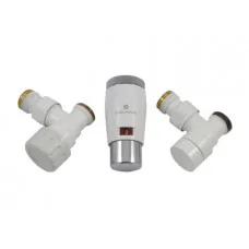 Комплект термостатический Schlosser Elegant Mini угловой GZ 1/2 x M22x15 белый-хром (М30х15) 603400042