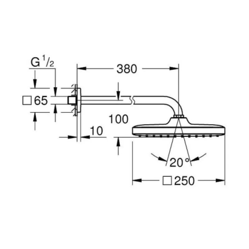 Верхній душ Grohe Tempesta Cube 250x250 мм 26687000