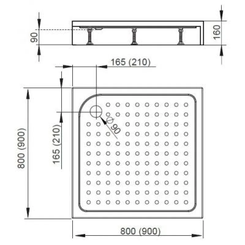Душевой поддон RADAWAY Rodos C Compac 800х800х165 4K88155-04