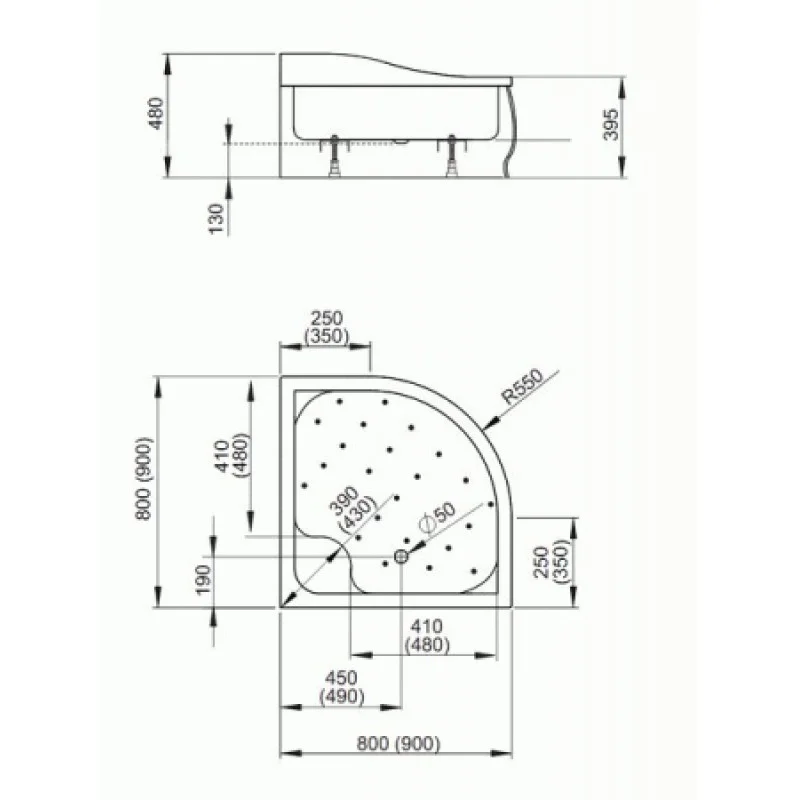 Душовий піддон RADAWAY Korfu A 800х800х480 4S88400-03