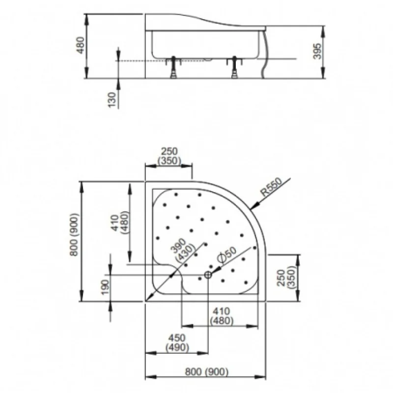 Душевой поддон RADAWAY Korfu A 900х900х480 4S99400-03