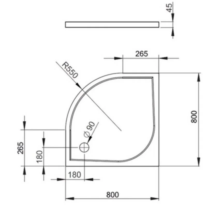 Душовий піддон RADAWAY Delos A 800х800х45 SDA0808-01
