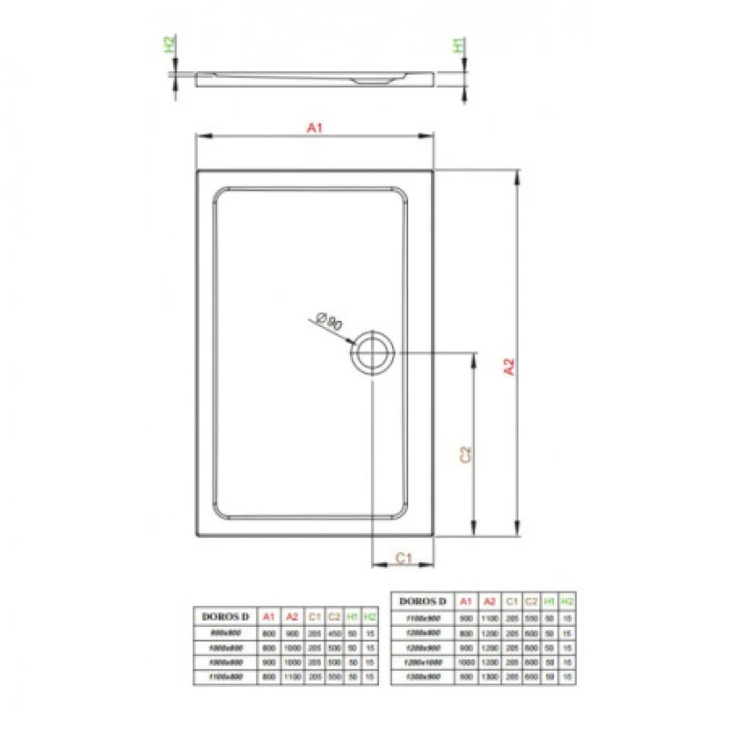 Душевой поддон RADAWAY Doros D 1200х800х50 SDRD1280-01
