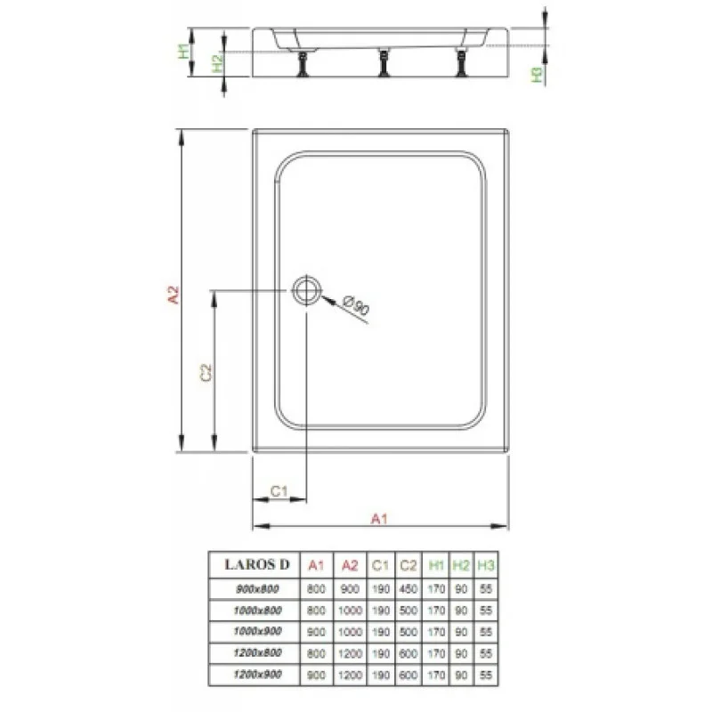 Душевой поддон RADAWAY Laros D Compact 1000х800х170 SLD81017-01