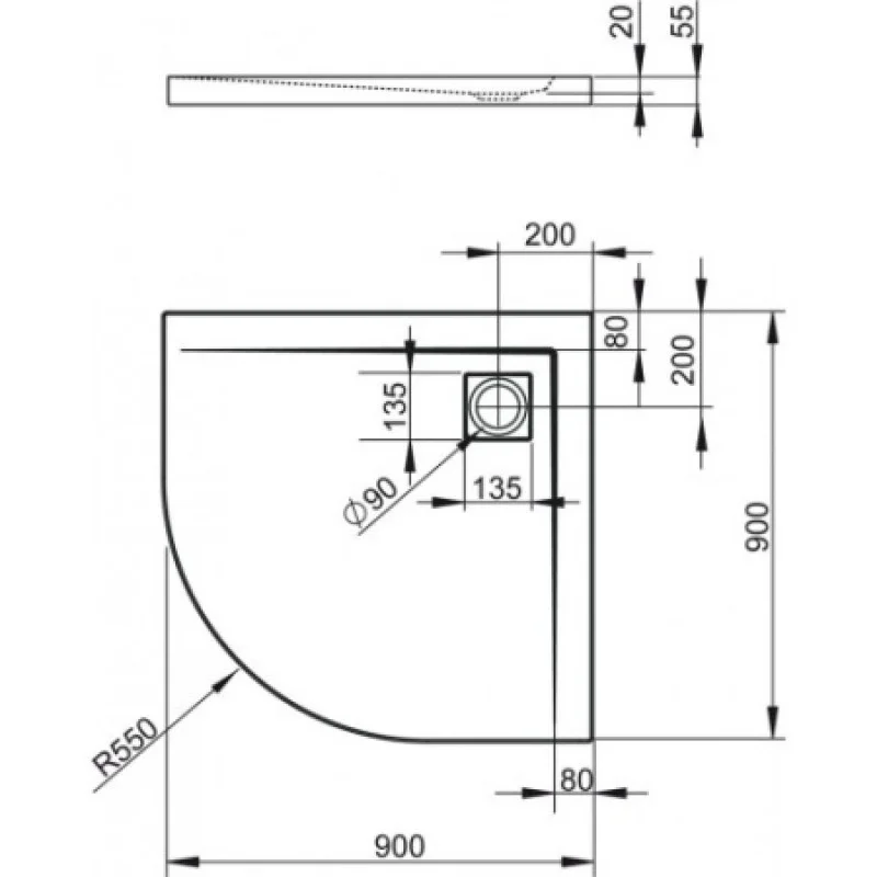 Душовий піддон RADAWAY Argos A 900х900х55 4AA99-01