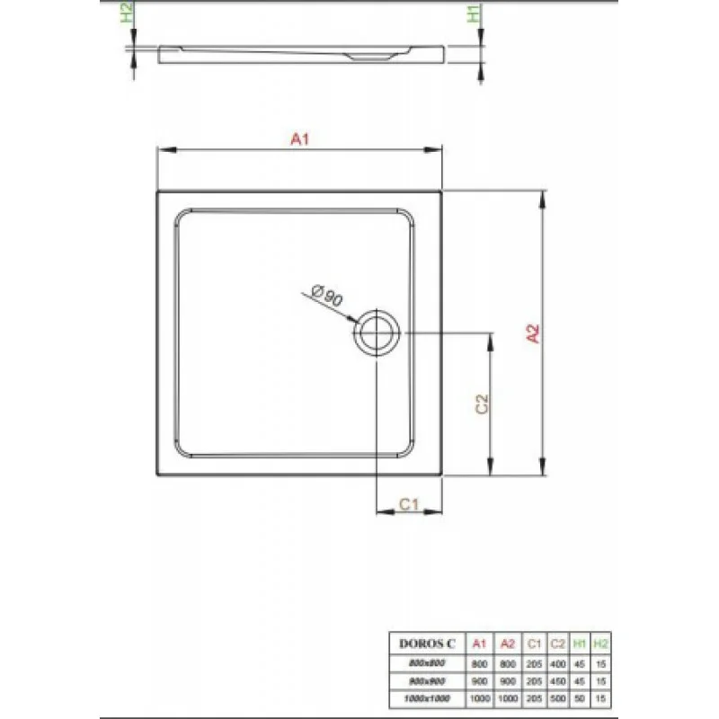 Душевой поддон RADAWAY Doros Plus C 900х900х40 SDRPC9090-01