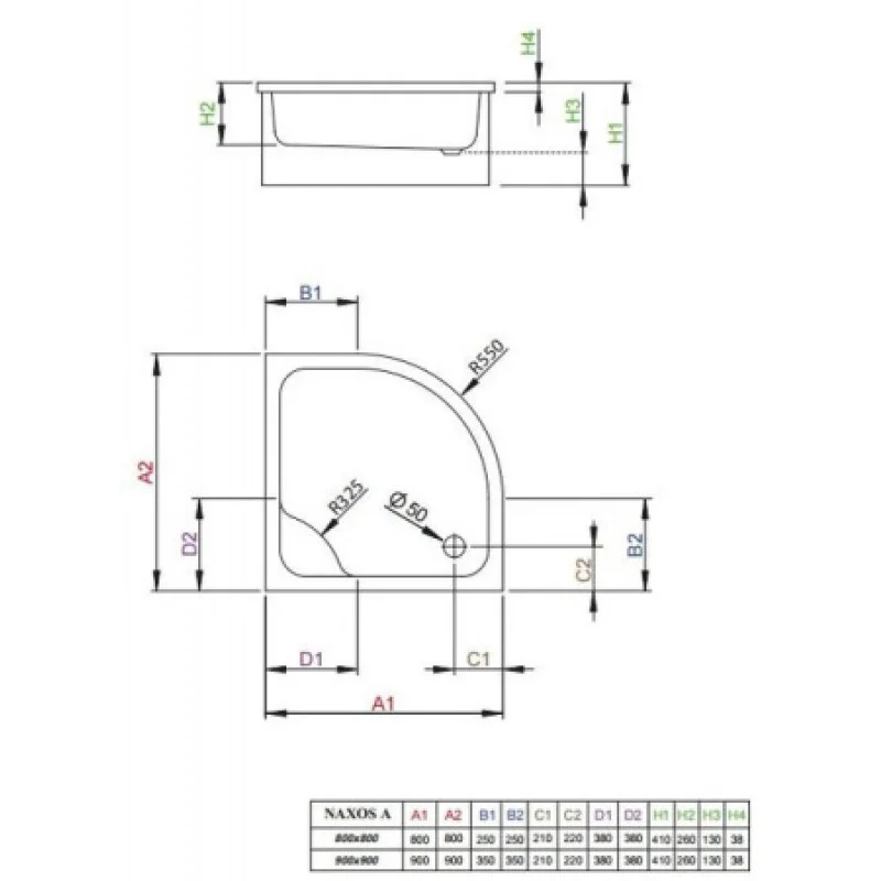 Душовий піддон RADAWAY Naxos A 800х800х410 SBA8841-1