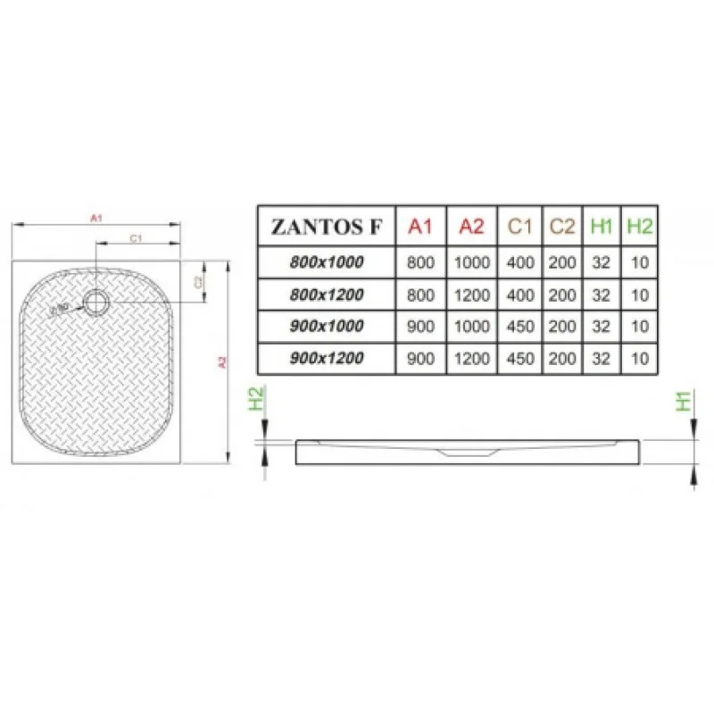 Душевой поддон RADAWAY Zantos F 1000х800х32 M3ZNF1080-06