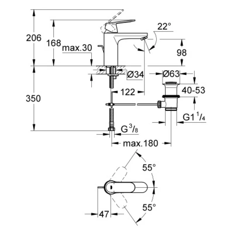 Смеситель для раковины Grohe Eurosmart Cosmopolitan 23325000