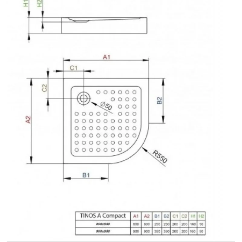 Душовий піддон RADAWAY Tinos A Compact 800х800х160 S4TIA8080-08