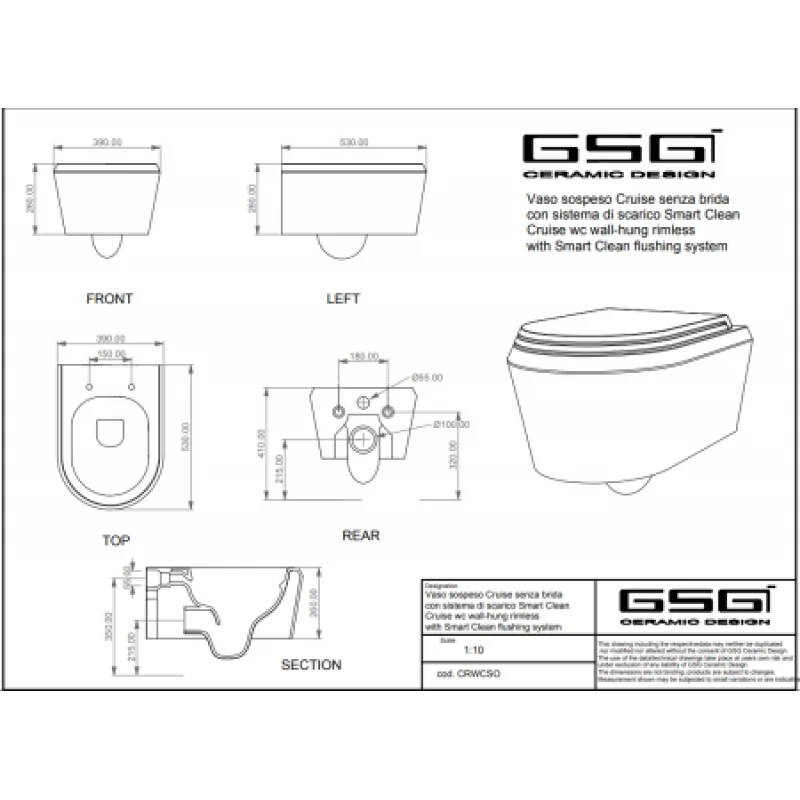 Унитаз подвесной GSG Cruise CRWCSO002