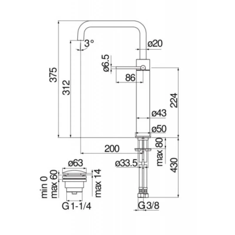 Змішувач для раковини Nobili Velis VE125158/2CR