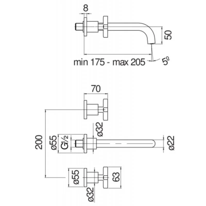 Смеситель для раковины скрытого монтажа Nobili Lira LR116298/1EBM