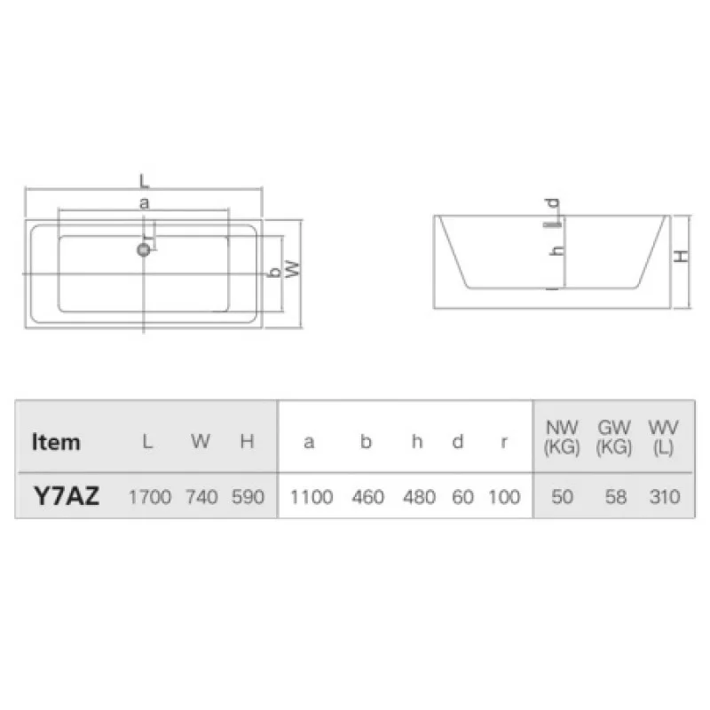 Ванна акриловая Hatria Vasche BT 02 170x74x59 см белый/Avorio 12Y7AZ25